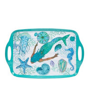 Mermaid 29304 Serene Seas Rectangular Serving Tray w/ Handles Heavy Mela... - £33.16 GBP