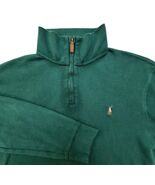 Polo Ralph Lauren Pima Estate Rib Sweater Mens Large Green Knit 1/4 Zip ... - $488.51 MXN
