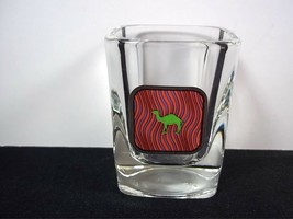 Square shot glass green CAMEL on pink psychedelic background - £5.59 GBP