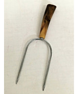 Vintage butterscotch marble bakelite handle meat lifter carving fork ute... - $19.75