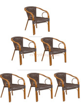 Brown Rattan Restaurant Patio Dining Chair Bamboo Aluminum Frame Indoors Or Out! - £119.50 GBP+