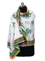 72x40&quot; Women Neck Scarf Hand Block Printed Scarves Wrap 100% Cotton Fabric Scarf - £15.75 GBP