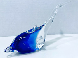 Vintage Handblown Art Glass Dolphin Raised Tail Fin Figurine Paperweight - £23.94 GBP