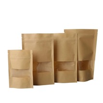 High Quality 10Pcs/lot Kraft Paper Bag Window Zip lock  Dried Food Fruit Tea Gif - £113.69 GBP