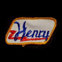 Vintage Name Henry Yellow Blue Patch Embroidered Sew-on Work Shirt Uniform - £2.68 GBP