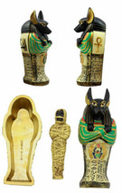 Ancient Egyptian God Anubis Sarcophagus Coffin With Mummy Figurine 5&quot;H D... - £18.08 GBP