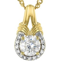 14K Oro Amarillo Chapado 1.30ct Brillante Corte Moissanita Giro Solitario Collar - £92.43 GBP