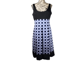 MAGGY LONDON Flattering Blue Black White Geometric Casual Sundress Women Size 10 - £63.89 GBP