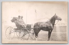 Two Dapper Handsome Men Beautiful Horse Drawn Carriage RPPC Photo Postcard U23 - £15.94 GBP
