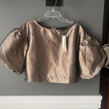 NWT Do + Be Rose Gold Glitter Puff Sleeve Crop Party Cocktail Top Shirt ... - $17.77