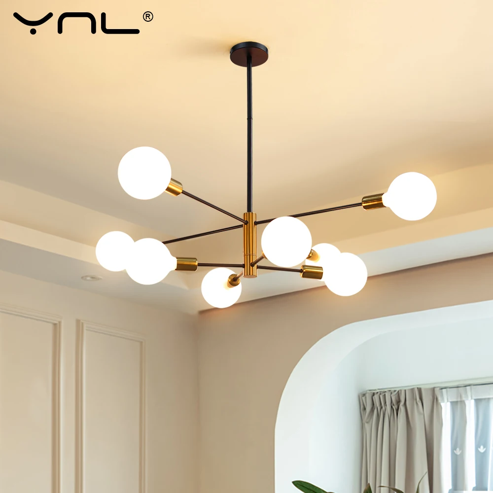 C e27 black gold chandeliers led lamp home lighting for bedroom living room led ceiling thumb200