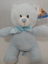 Kids Preferred Plush blue small teddy bear baby toy satin bow white feet - £34.96 GBP