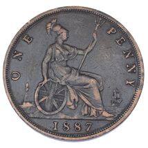 1887 Great Britain Penny  (VF+) Very Fine Plus Condition KM# 755 - $95.48
