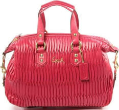 Coach Ashley Gathered Leather Raspberry Pink Satchel Shoulder Bag Pursenwt! - £172.26 GBP
