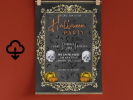 Halloween Party Invitation Template, Halloween Invite - £3.93 GBP