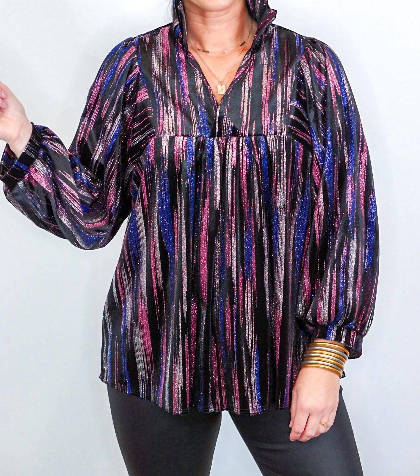 Adrienne Glittering Babydoll Top Multicolor - $75.00