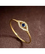 Women&#39;s Ring 14K Yellow Gold Plated 1 Ct Lab Created Sapphire Round Cut - $143.58 CAD