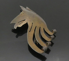 925 Sterling Silver - Vintage Modernist Dog&#39;s Head Smooth Brooch Pin - BP7158 - £69.35 GBP