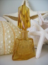 RARE Vintage Czech Perfume Bottle~AMBER~Dauber Intact~4.25&quot;Tall~Very Collectible - £91.18 GBP
