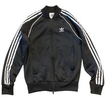 adidas Men&#39;s Originals Superstar Track Jacket Size Small Black Full Zip 3 Stripe - £26.03 GBP