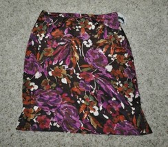 Womens Skirt Jaclyn Smith Black Purple Floral Lined Pencil Zip Side-size 8 - £14.98 GBP