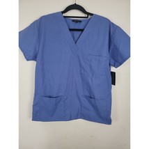 Just Love Medical Scrub Top Large Womens Blue Short Sleeve Pullover V Ne... - £16.58 GBP