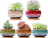 Beautiful Ceramic Succulent Garden Pots, Planters With Drainage And Atta... - $32.95