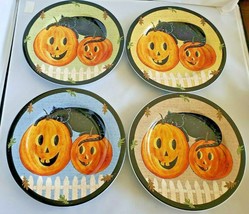 Halloween Salad/Dessert Plates &quot;Pumpkin Dreams&quot; By Warren Kimble NIB Sakura - £33.59 GBP