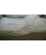 Vintage Chenille Cotton  baby pink Bedspread Fringe 96&quot; × 85&quot; EUC queen ... - €43,26 EUR