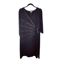 Dress Barn Women&#39;s Plus Size 14W Black Cocktail 3/4 Sleeve Dress with a ... - £11.67 GBP