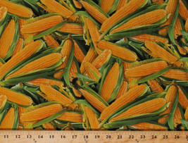 Food Festival Corn on the Cob Vegetables Cotton Fabric Print by Yard D564.26 - £9.43 GBP