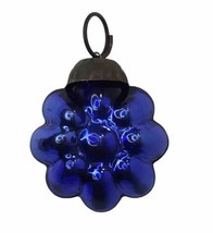 Vintage Kugel Style Small Flower Christmas Tree Ornament Blue 1.25&quot; - £20.38 GBP