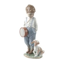 LLADRO &quot;Friendly Duet&quot; #6846 Figurine Young Boy with Drum and Puppy Reti... - £179.25 GBP