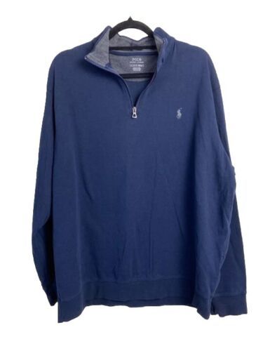 Polo Ralph Lauren Men&#39;s Navy Blue Long Sleeve Quarter-Zip Pullover Sweat... - $26.78