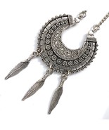 Necklace Boho Dream Catcher Silver Metal Feather Native American Southwe... - £10.29 GBP
