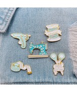 Cute Sewing Machine Metal Enamel Pin Scissors Crafts Thread Spool Needle... - $4.10