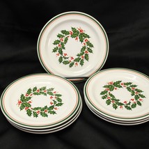 Anchor Hocking Holiday Charm Christmas Salad Plates 7 5/8&quot; Lot of 7 Xmas - $26.45