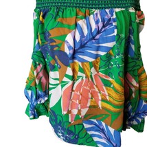 Off Shoulder Tropical Green Top Blouse Shirt Womens M Resort Vacation Date Night - £19.93 GBP