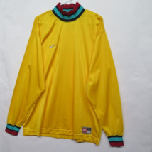 Vtg Nike Shiny Yellow Goalie Soccer Team Jersey Sewn Swoosh Football USA... - £113.51 GBP