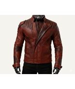Star-Lord Maroon Leather Jacket  Mens Galactic Cosplay Biker Coat - $295.00