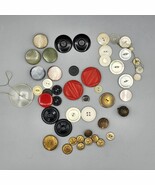 Vintage Lot of 50 Mixed Buttons Assorted Sizes Colors Metal Plastic Larg... - €6,72 EUR