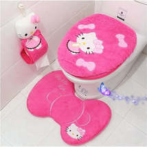 Sanrio Anime Hello Kitty Toilet Seat Cushion Three Pieces Set Restrooms Universa - £3.18 GBP+