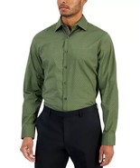 Bar III Dress Shirt Men&#39;s 14-14.5 32/33 Olive Green Slim-Fit Geo-Print S... - $426.79 MXN