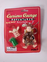 Vintage Curious George Adventures Keychain Fig w/ 2 Hand Puppets -1998 Basic Fun - £6.20 GBP