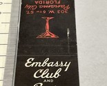 Matchbook Cover  Embassy Club And Bar  Panama City, FL  gmg  Unstruck - $12.38