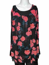 Matilda Jane Womens XS Floral Long Sleeve Black Shirt Boho Chic Babydoll... - $19.67