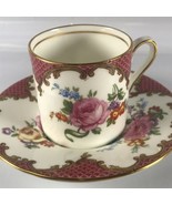 Vintage Aynsley Bone China Wilton Pink Demitasse Cup &amp; 5&quot; Saucer - $36.21