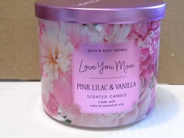 Pink Lilac &amp; Vanilla Bath &amp; Body Works 3 Wick Candle 14.5OZ New - £20.52 GBP