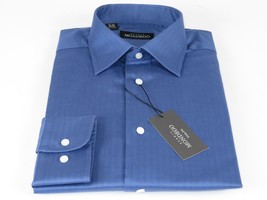 Men Mondego 100% Soft Cotton Dress Business shirt B300 French Blue Herringbone image 2