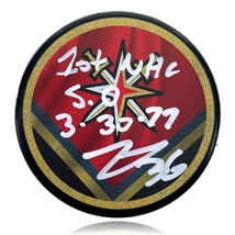 Logan Thompson Signed Vegas Golden Knights Retro Puck Inscribed 1st Save... - £120.16 GBP